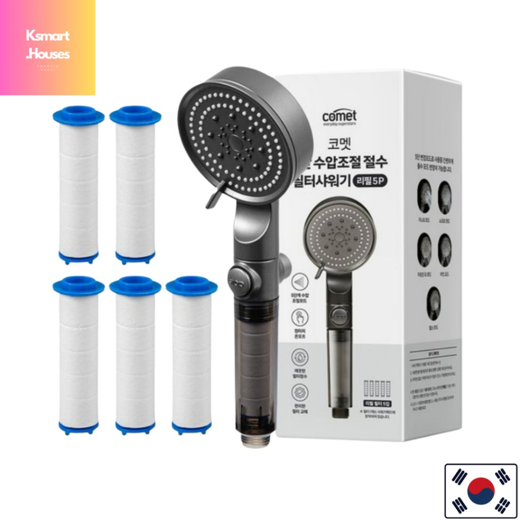 Đầu vòi hoa sen điều chỉnh áp suất 5 tầng Comet + 5 bộ lọc