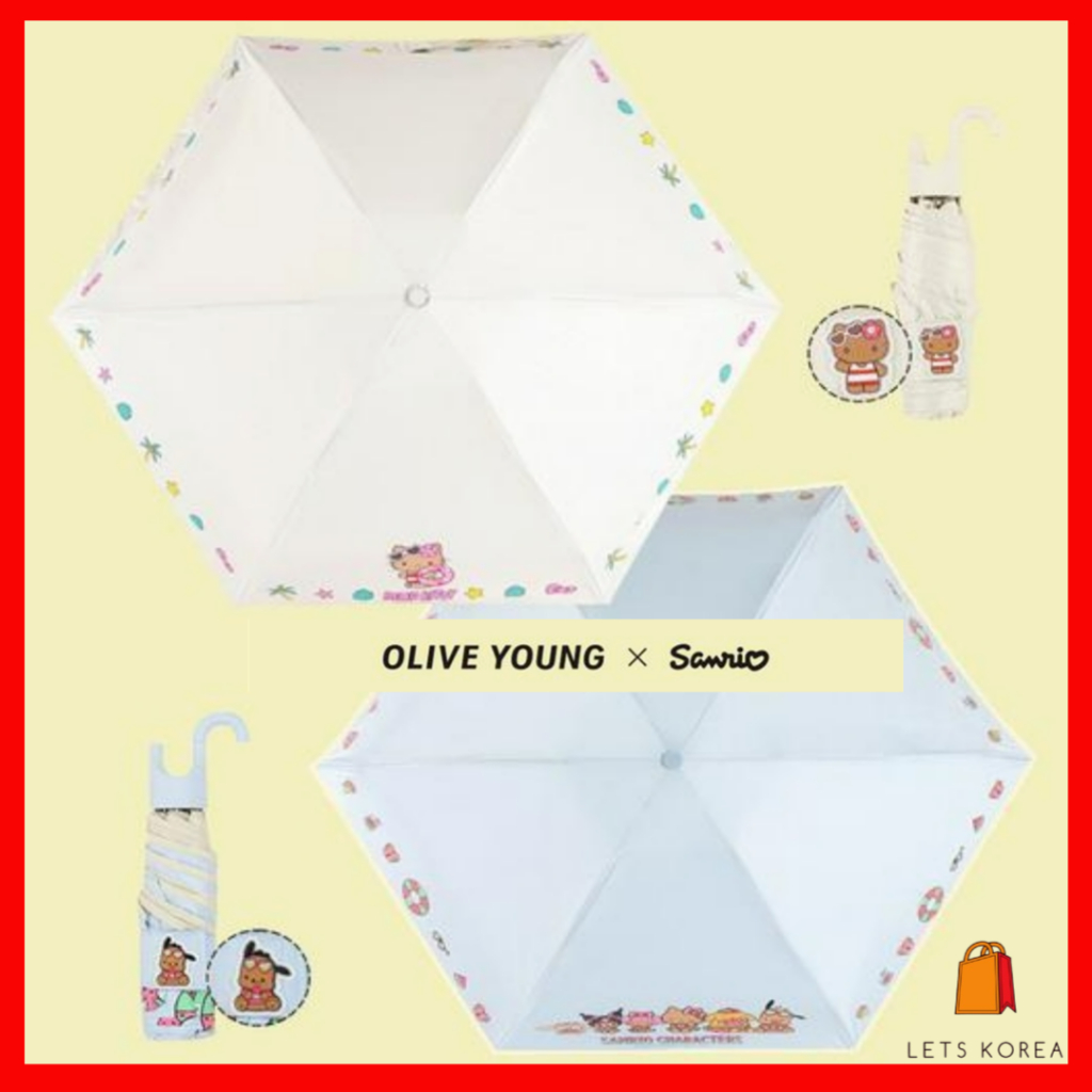 [OLIVE YOUNG x Sanrio] Ô dù phiên bản giới hạn Kitty và Pochaco - Siêu nhẹ, chống tia cực tím, 220g