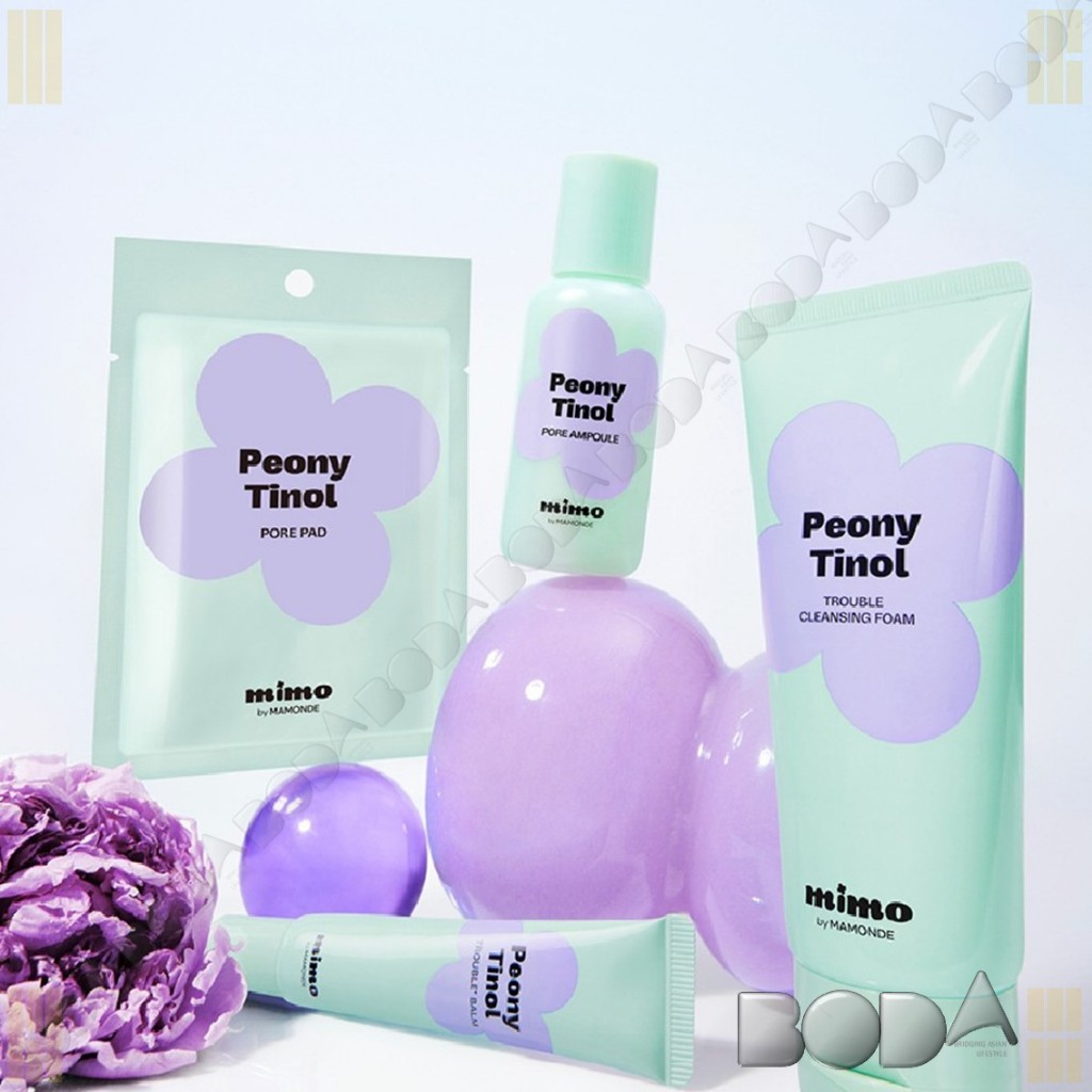 Mimo By MAMONDE Peony-Tinol Pore Pad 3ea, Ampoule 50ml, Trouble Balm 10ml, Cleansing Foam 120ml (Amo