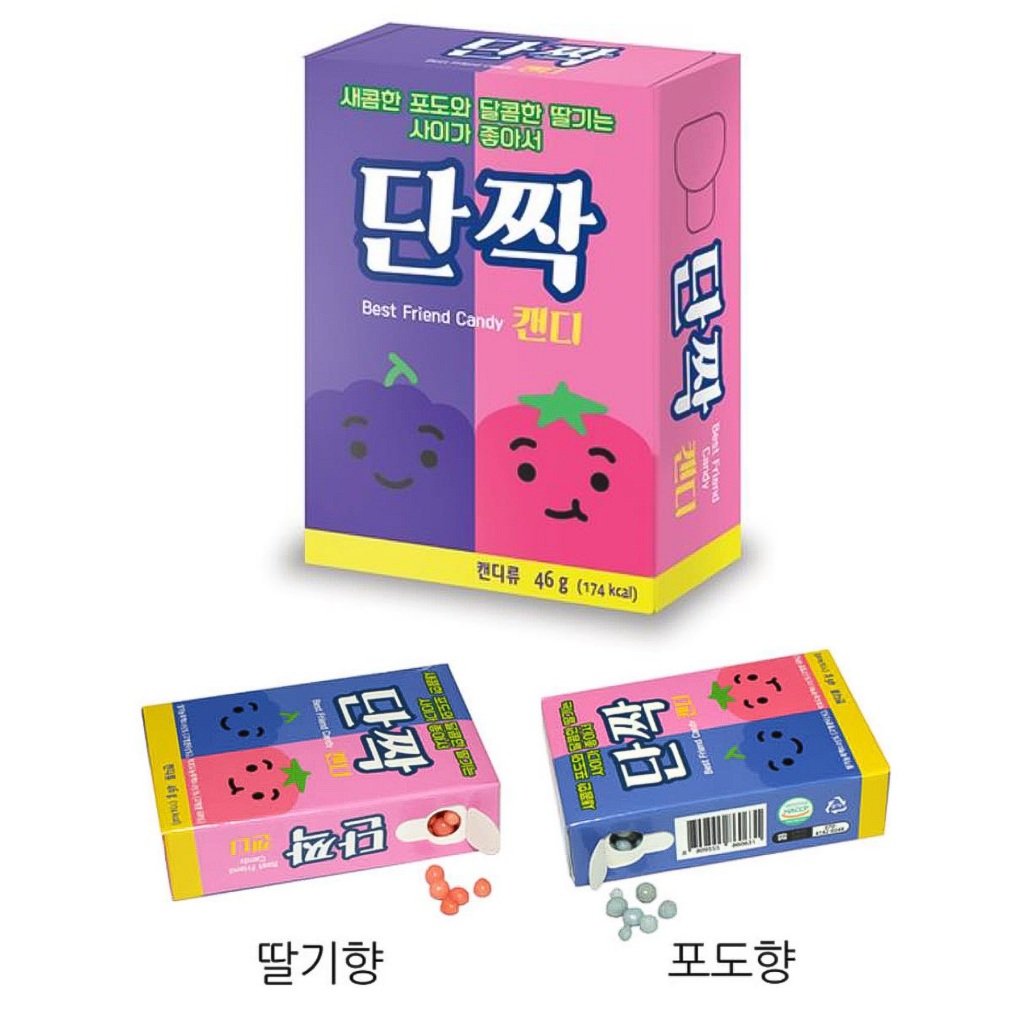Danzzak Candy / Sweet & Tangy Candy Duo Hàn Quốc (Nho & Dâu) / Danzzak Hàn Quốc Retro Candy / Danzza