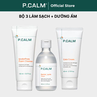  Set Nước hoa hồng 200ml + Sữa rửa mặt trị mụn đầu đen 150ml + Kem dưỡng ẩm 80ml P.CALM 