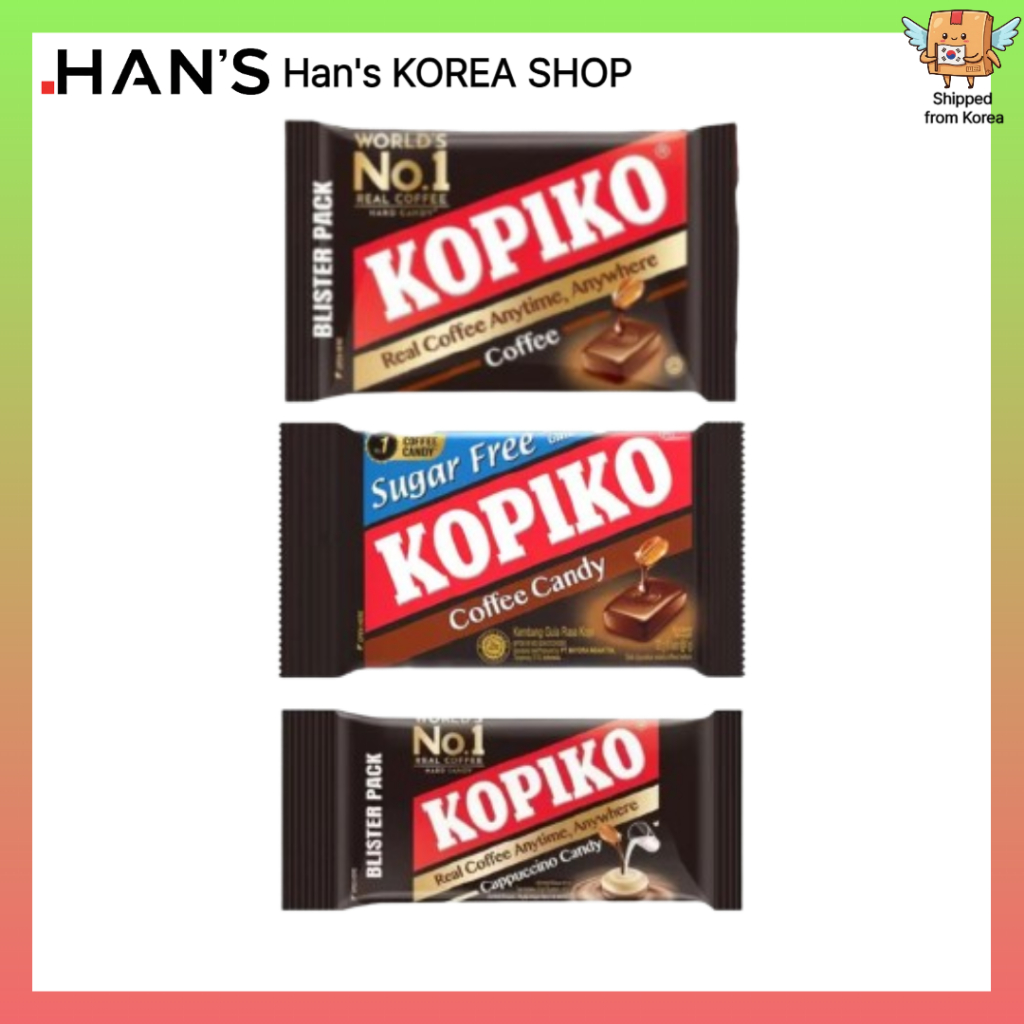 [Kopiko] Gói vỉ kẹo cà phê không đường (8 cái × 1 gói) | 3 Hương Vị | Cà phê & Kẹo Cappuccino | Từ H
