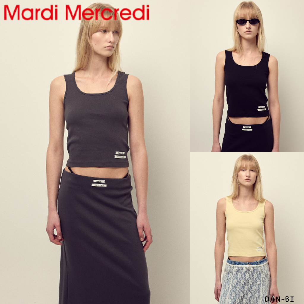 [Mardi MERCREDI] TANK SCOOP NECK DOUBLE LABEL _ 4 màu / 100% sản phẩm KR chính hãng / Mardi với danb