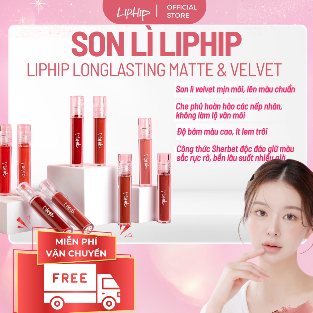 Son lì Liphip Longlasting Matte & Velvet 9 màu lâu trôi