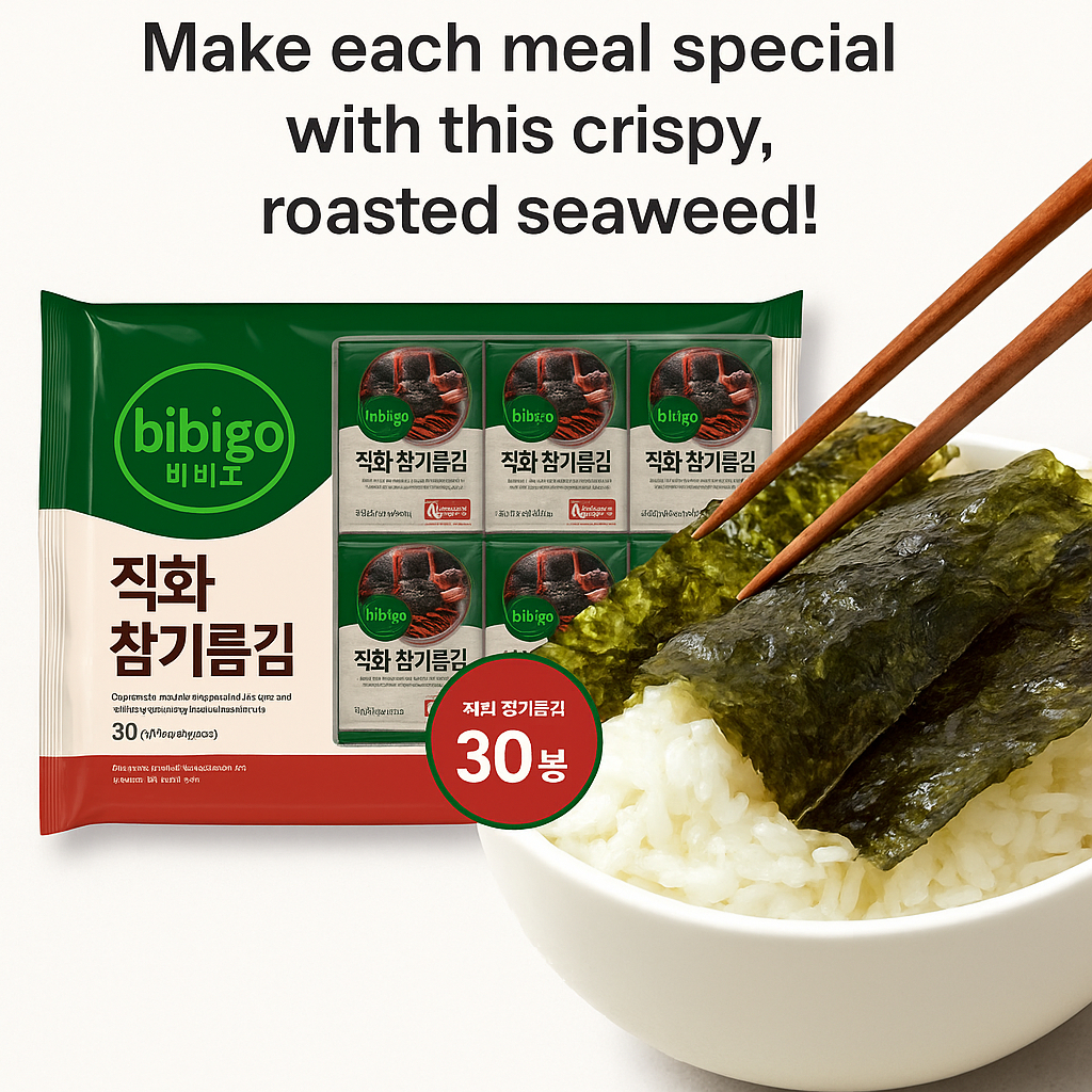 Rong biển Hàn Quốc Bibigo lửa trực tiếp dầu mè rong biển, 4g, 30 miếng