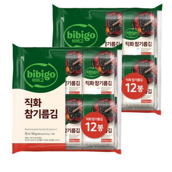 Rong biển Hàn Quốc Bibigo lửa trực tiếp dầu mè rong biển, 4,5g, 24 miếng