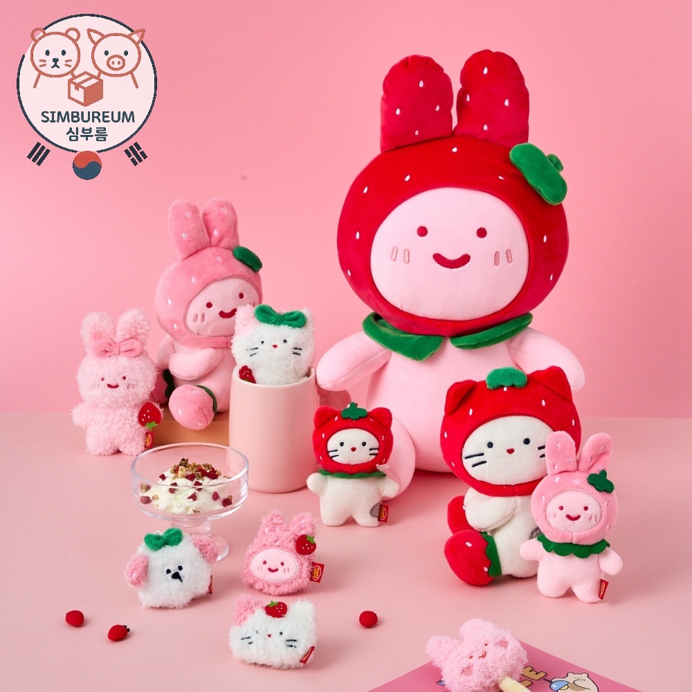 [Butter Shop] Korea Butter Family Berry Set Go Series Strawberry Picnic Plush Doll Keychain ; Móc kh