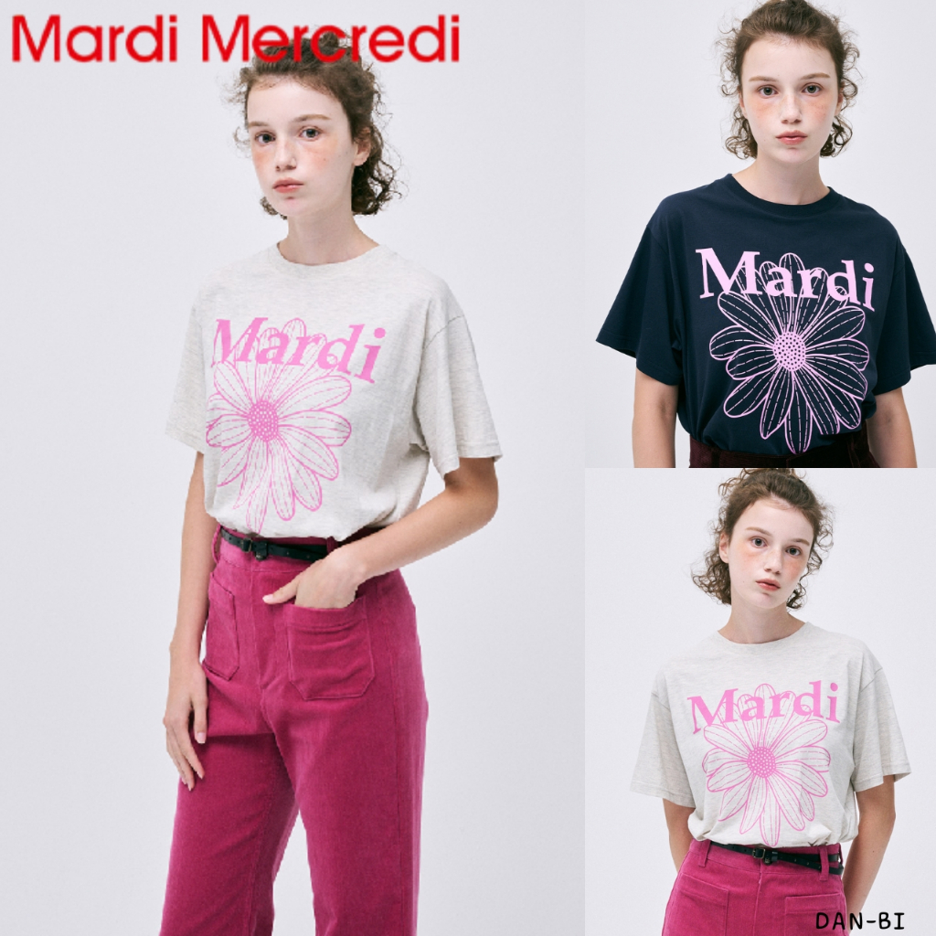 [MARDI MERCREDI] Áo thun màu mới FlowerMardi _ 2 màu / sản phẩmKR chính hãng 100% / vận chuyển nhanh