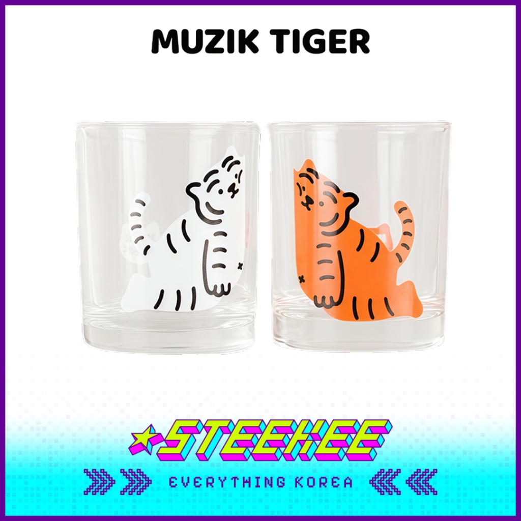 Cốc thủy tinh MUZIK TIGER Soju 60ml Quà lưu niệm cặp đôi Quà tặng của STEkee Korea 4065