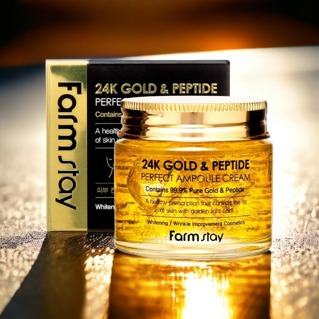 Kem Dưỡng da tinh Chất Vàng Ngăn NGừa Lão Hóa FARMSTAY 24k gold & peptide perfect ampoule cream 80ml