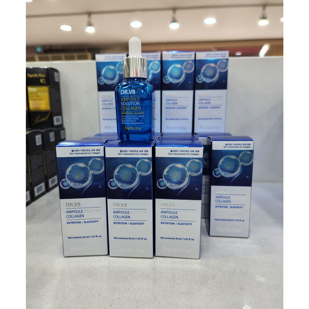 Tinh chất dưỡng da , bổ sung collagen Farm Stay  Dr.V8 Ampoule solution Collagen 30ml