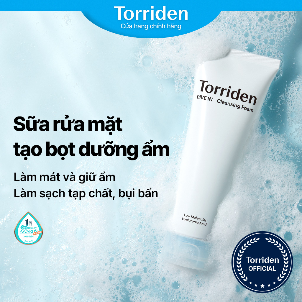 Sữa rửa mặt tạo bọt DIVE IN TORRIDEN chứa axit hyaluronic phân tử thấp giúp làm dịu sạch da/ dưỡng ẩm hàng ngày 30ml