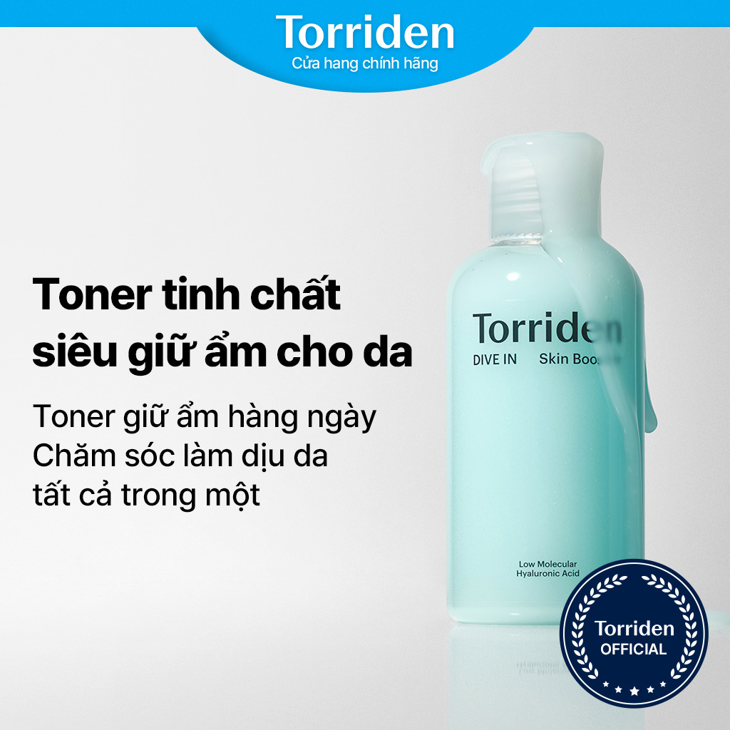 Toner TORRIDEN tăng cường dưỡng chất dưỡng ẩm DIVE IN chứa hyaluronic acid phân tử thấp 200ml