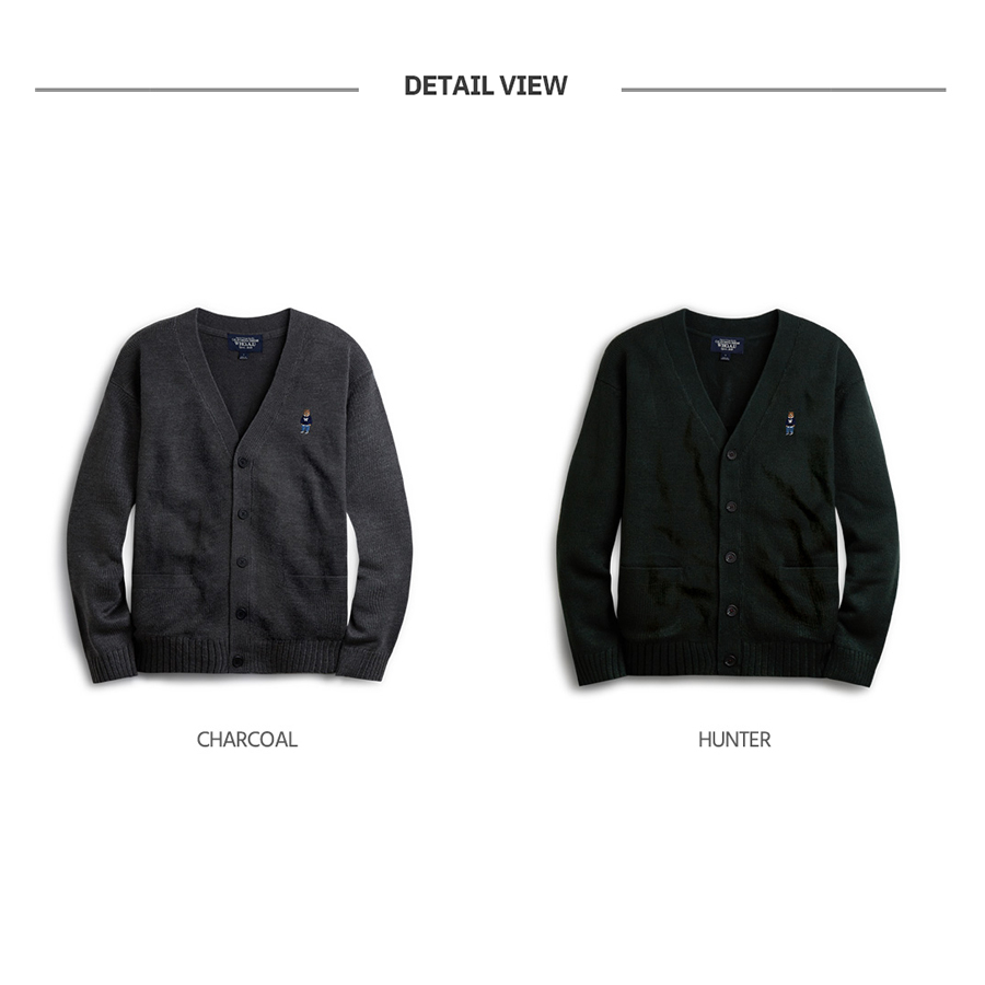 Áo Cardigan WHO.A.U WHCKD4901U tay dài cổ chữ V nút gài có túi chất vải 100% Acrylic Steve V Neck Cardigan