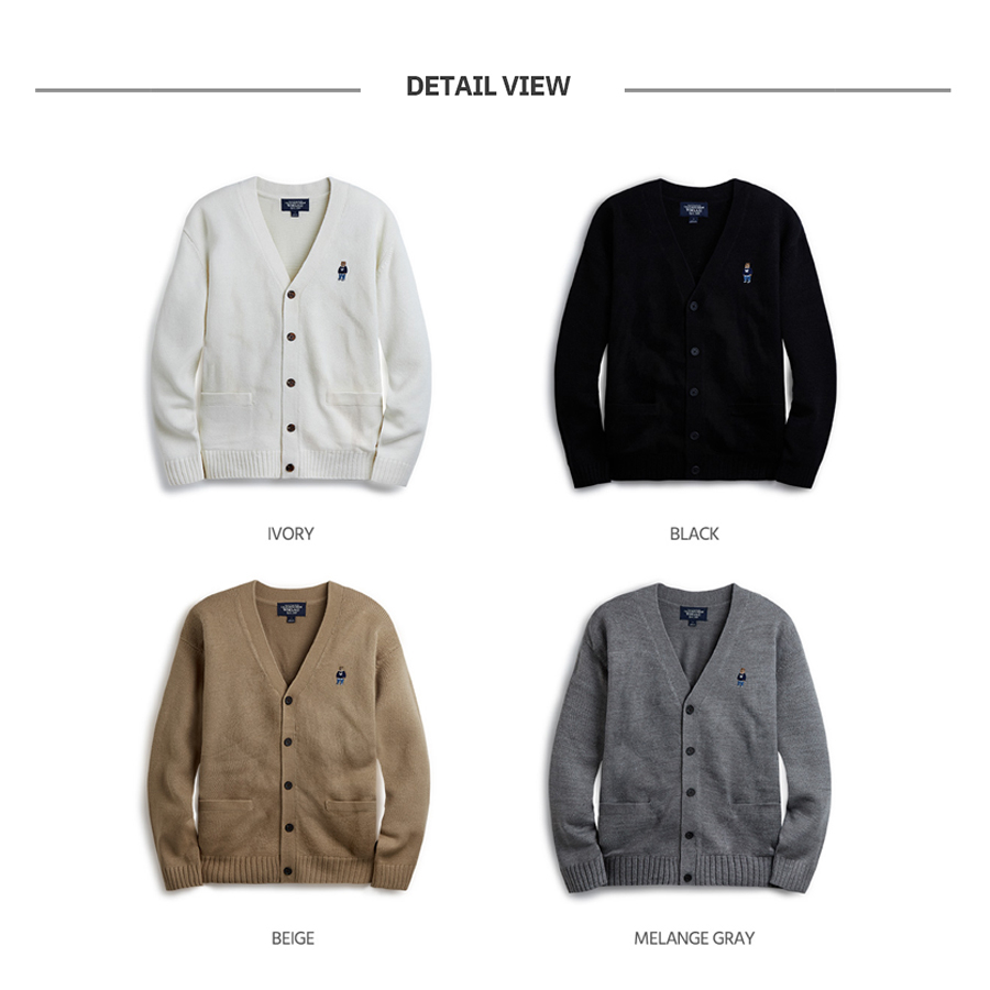 Áo Cardigan WHO.A.U WHCKD4901U tay dài cổ chữ V nút gài có túi chất vải 100% Acrylic Steve V Neck Cardigan
