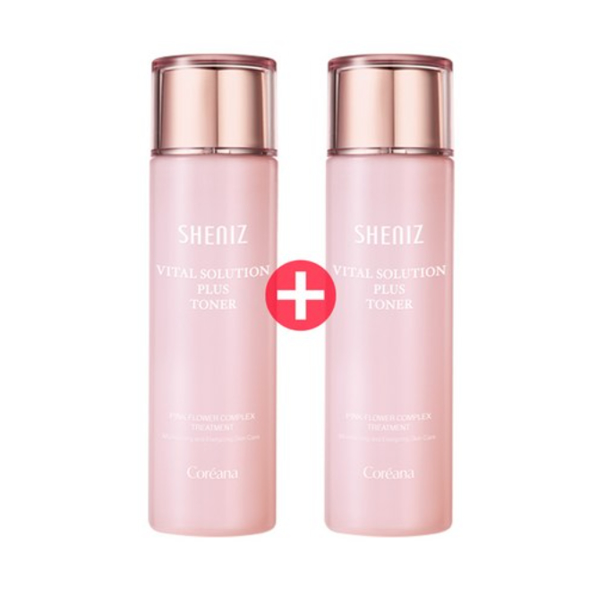 Combo 2 nước hoa hồng dưỡng da chống lão hoá Coreana Sheniz Vital Solution Plus Toner 150ml