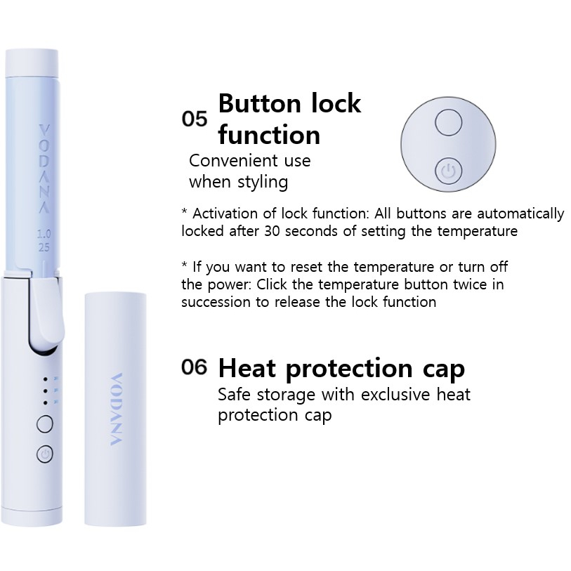 VODANA COMPACT CURLING IRON 25MM POWDER BLUE