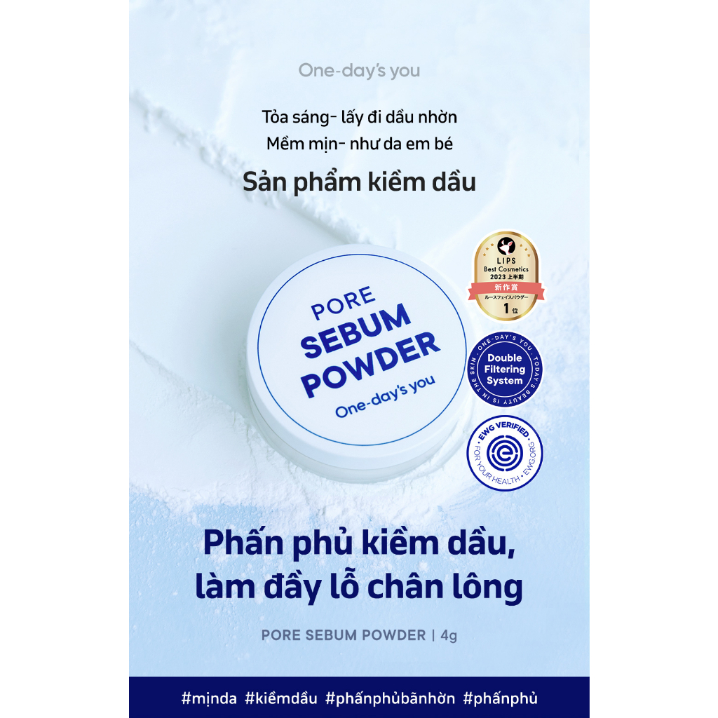 [SET & TẶNG TONER PADS CHO ĐƠN 185K][TẶNG STICKER DỄ THƯƠNG] Phấn Phủ Siêu Mịn Kiềm Dầu Tái Tạo Da ONE DAY'S YOU Pore Sebum Powder (4g) | BigBuy360 - bigbuy360.vn