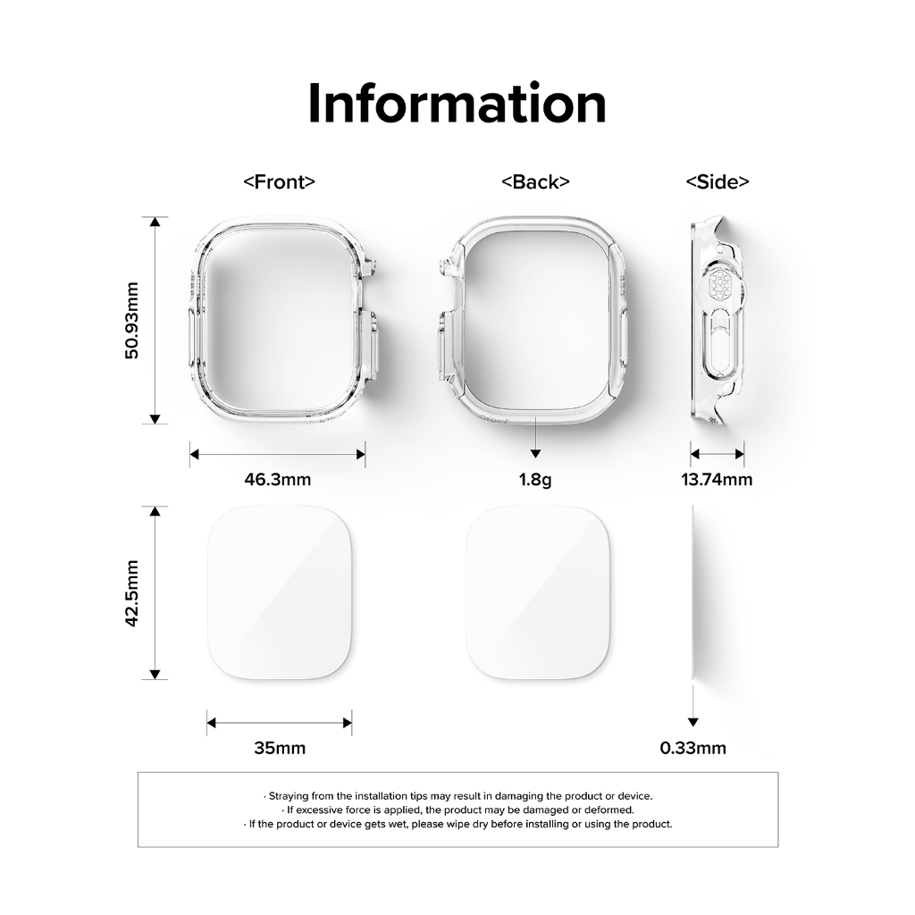 Ốp mặt đồng hồ RINGKE siêu nhẹ chống trầy xước thích hợp cho Apple Watch Ultra 2 Ultra