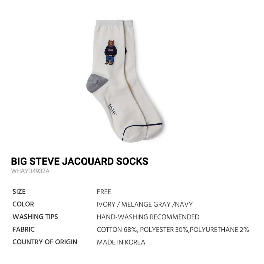 Vớ cổ cao WHOAU WHAYD4932A Steve 68% cotton 30% polyester 2% polyurethane thời trang