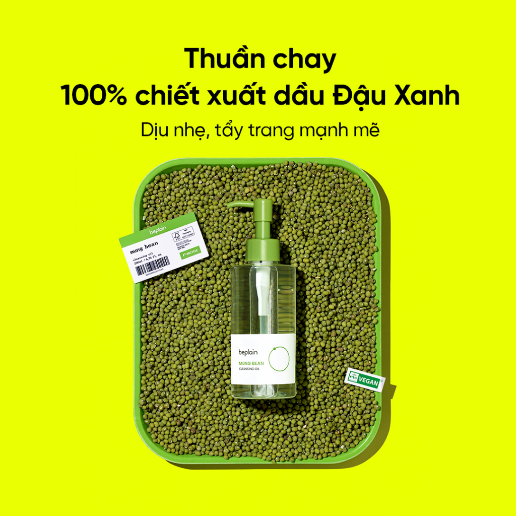 Dầu Tẩy Trang beplain Đậu Xanh - Greenful Cleansing Oil 200ml