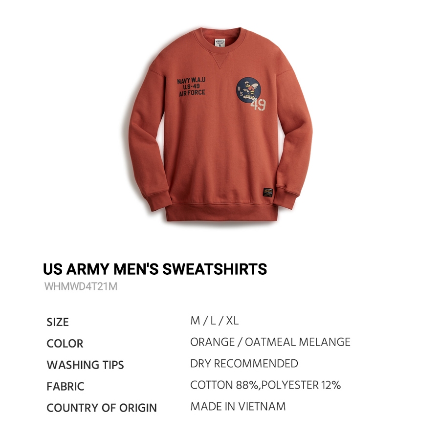 Áo Sweatshirt WHO.A.U WHMWD4T21M US Army Men's Sweatshirts