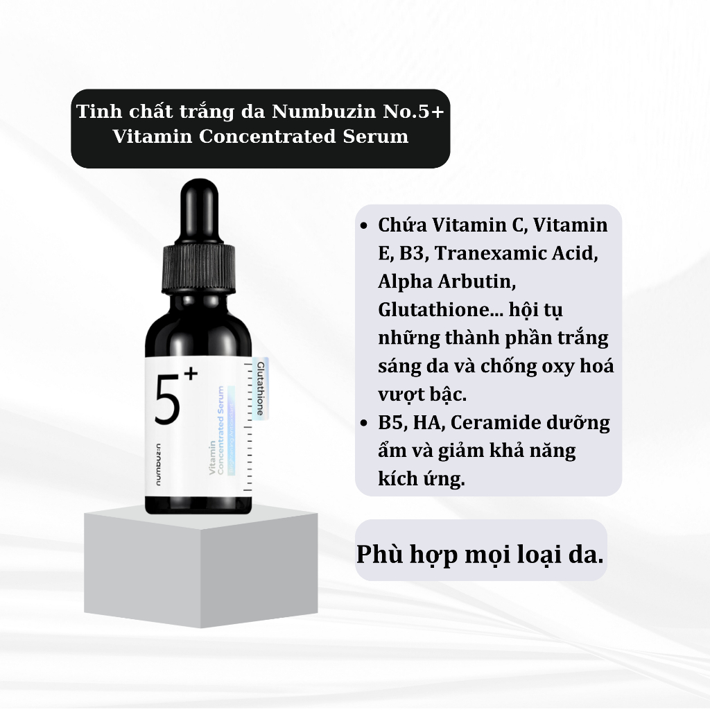 Tinh Chất numbuzin no.5 glutathione vitamin Đậm Đặc serum 30ml