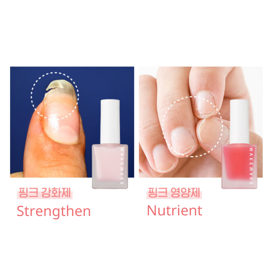 Bộ dưỡng, chắm sóc móng Wakemake Nail Care Pink Nutrient Line 8ml