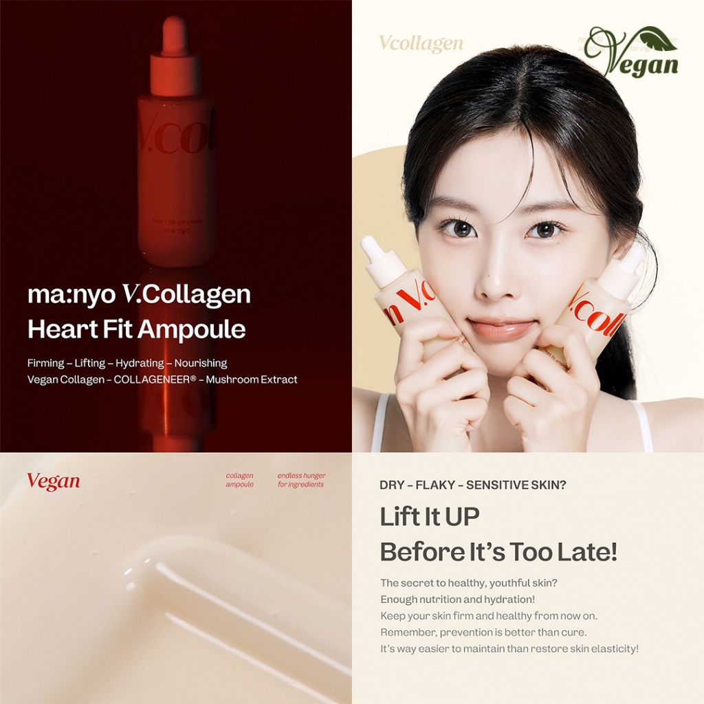 MANYO  V.Collagen Heart Fit Ampoule Kem Dưỡng Da / Cream 50ml / Multi Balm Nhiều Dưỡng Chất 10g- Tái Tạo Da Đàn Hồi