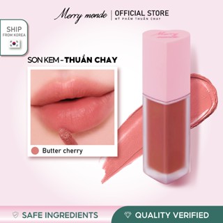 Son môi kem tint chính hãng Hàn Quốc Merrymonde Chery Heart Mega Tint 5g, Lipstick 6 màu gồm Butter Cherry nâu đất, Cream Cherry Nude Ánh Cam, Mute Cherry Nude Ánh Tím, Berry Cherry Hồng Ánh Đỏ, Winter Pink Đỏ cam, Mauve Cherry Tím lạnh, lên màu tự nhiên.