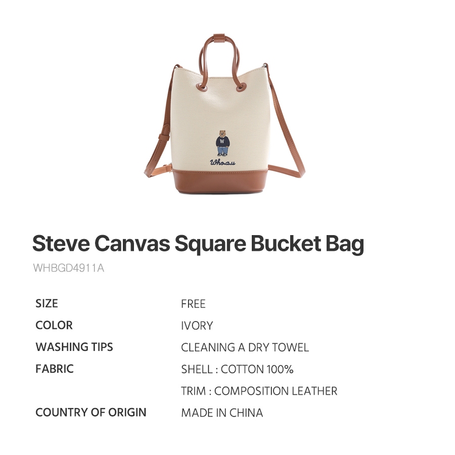 Túi Xách WHO.A.U WHBGD4911A Steve Canvas Square Bucket Bag