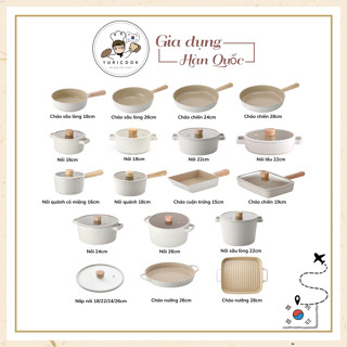 Chảo / Nồi Chống Dính Đáy Từ FIKA NEOFLAM Phủ Gốm 18 - 22 - 24 - 26 - 28cm Hàn Quốc (Màu Trắng Ngà)