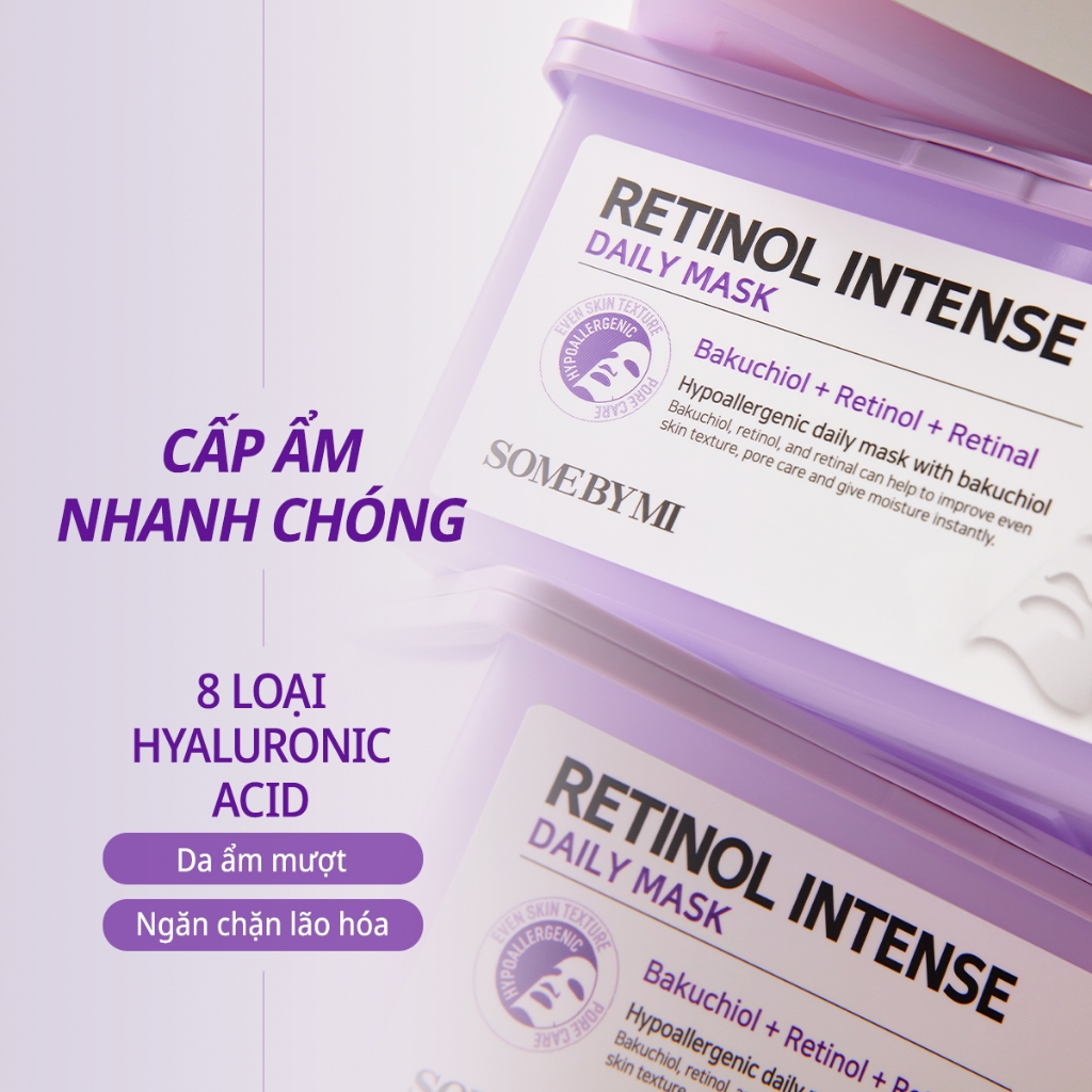 Mặt nạ SOME BY MI RETINOL INTENSE DAILY MASK với Bakuchiol, Retinol, Retinal dành cho da nhạy cảm, 30 miếng