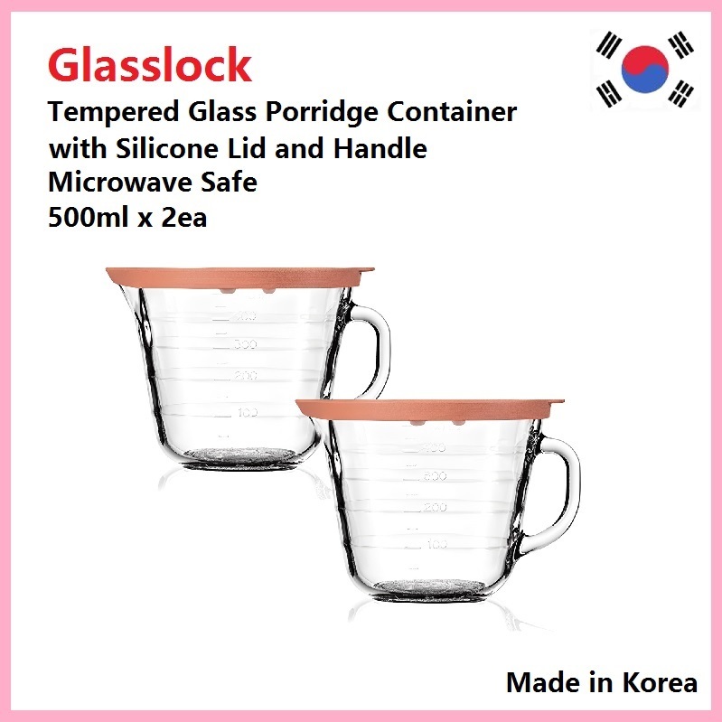 Hộp đựng tủ lạnh bằng kính cường lực Glasslock 500ml X 2ea, có nắp và tay cầm bằng silicon, An toàn 