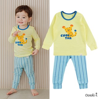 Cordi-i Bộ thun dài tay cao cấp cho bé Sancom Cheetah Single Spandex Pijamas (23SS)-AB200 Bộ quần áo thời trang bé trai bé gái chính hãng Cordi Hàn Quốc