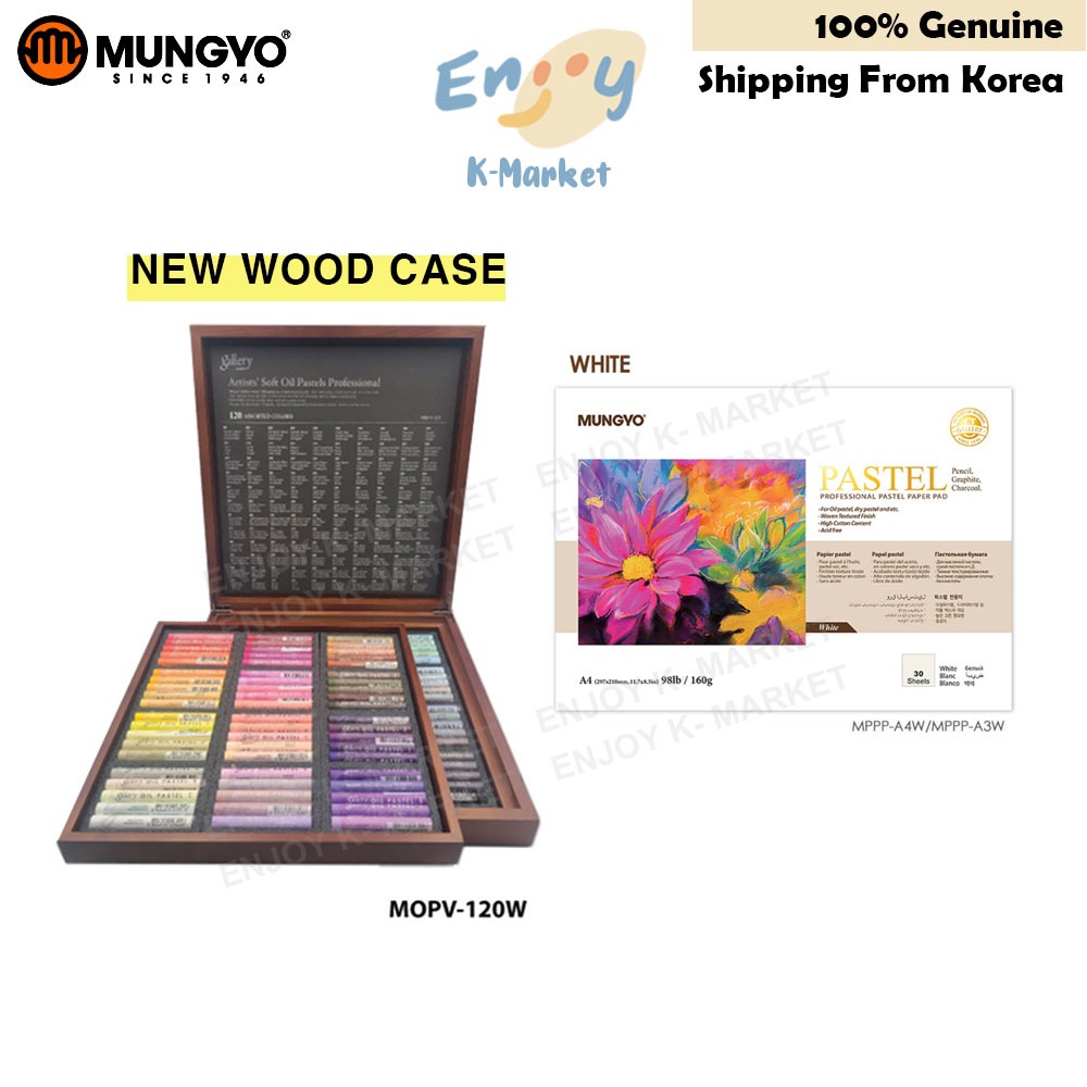 [MUNGYO Pastel] Gallery Artists 'Soft Oil Pastel 120 màu + miếng giấy Pastel Màu trắng