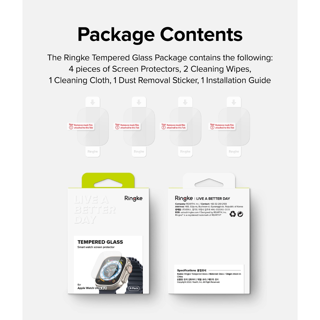 Kính cường lực RINGKE bảo vệ màn hình thích hợp cho Apple Watch Ultra 2 Ultra