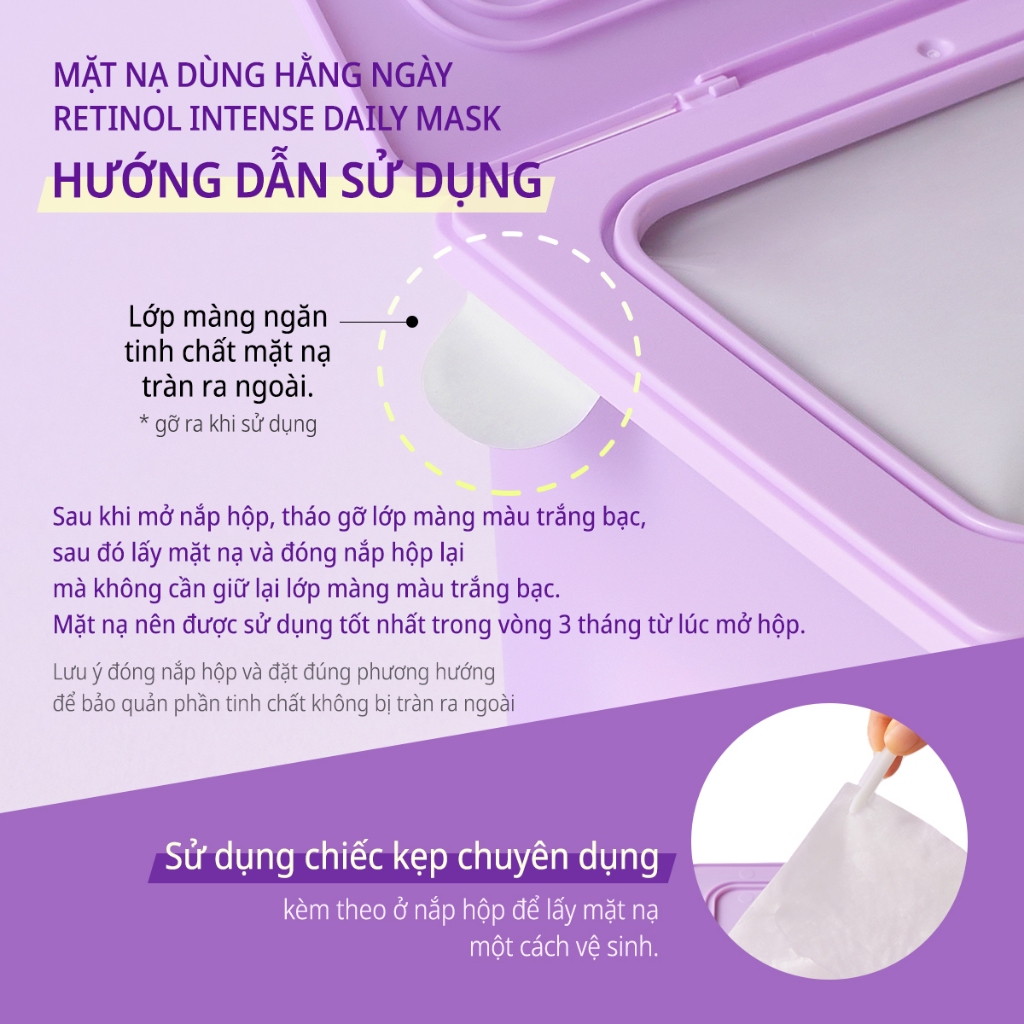 Mặt nạ SOME BY MI RETINOL INTENSE DAILY MASK với Bakuchiol, Retinol, Retinal dành cho da nhạy cảm, 30 miếng