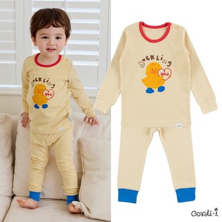 Cordi-i Bộ thu đông dài tay cao cấp cho bé Hug Duck Spandex Brushed Pijamas (23FW)-AI164  Bộ quần áo thời trang bé trai bé gái chính hãng Cordi Hàn Quốc