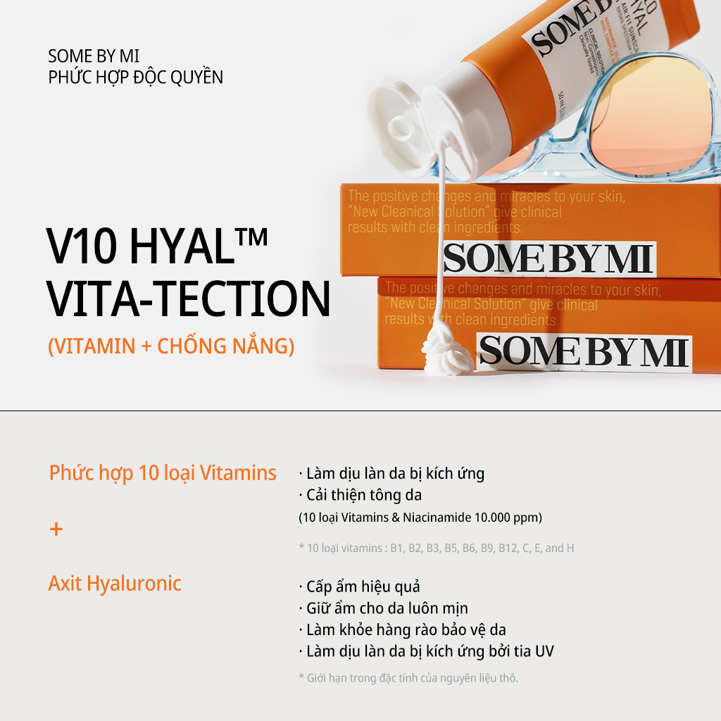 Kem chống nắng SOME BY MI dưỡng da vitamin V10 Hyal Air Fit Sunscreen 50m/ Broad Spectrum SPF50