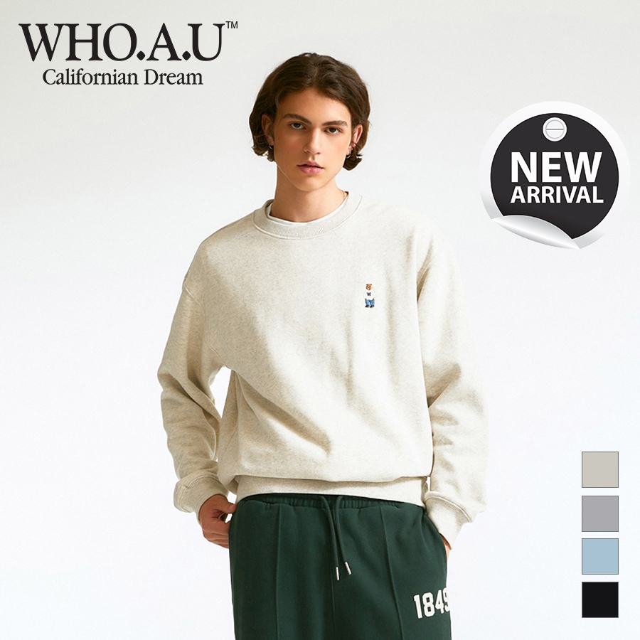 Áo sweatshirt WHOAU WHMWD4T01U Steve lót lông cừu thêu họa tiết thời trang