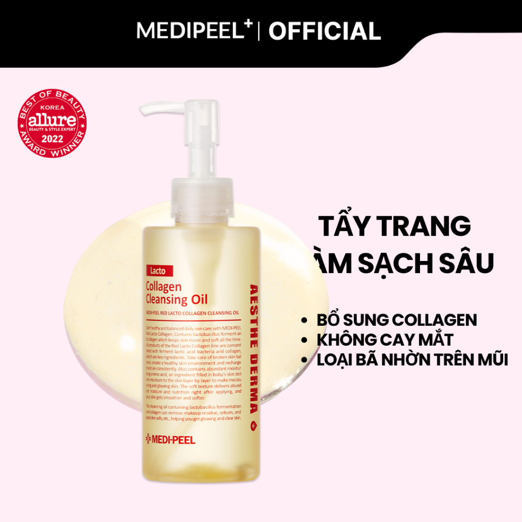 Dầu tẩy trang MEDIPEEL làm sạch sâu Red Lacto Collagen Cleansing Oil 200ml
