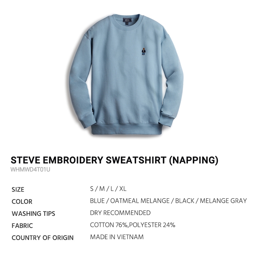 Áo Sweatshirt WHO.A.U WHMWD4T01U Steve Embroidery Sweatshirt