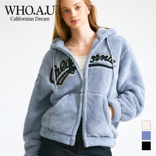 Áo khoác hoodie WHOAU WHMZD4V27U vải lông cừu có khóa kéo thời trang