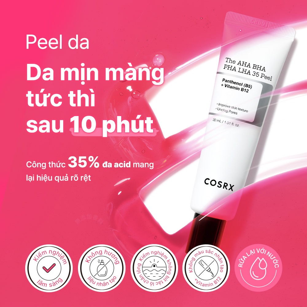 Tinh chất Peel da AHA BHA PHA LHA 35% - tẩy tế bào chết và tái tạo da mịn màng 30ml