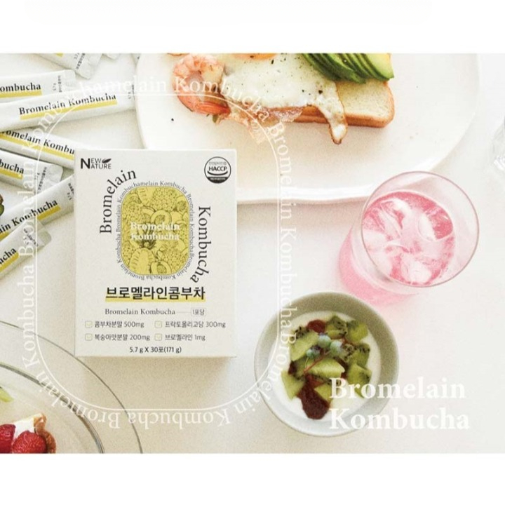 New Nature Bromelain Kombucha 5,7g x 30 Que / Kombucha đào Hàn Quốc với Enzyme Bromelain