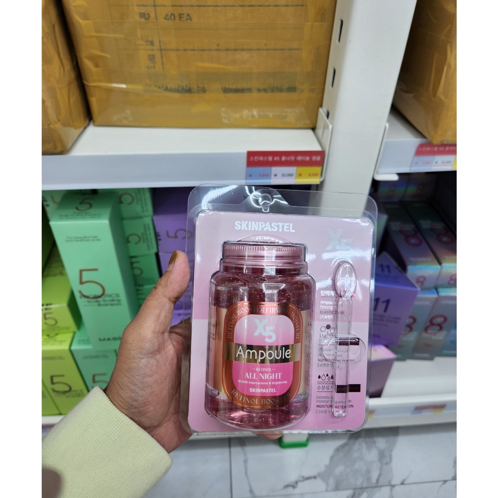 Tinh chất ủ trắng căng bóng da Ampoule X5 Retinol All Night Skinpastel 250ml