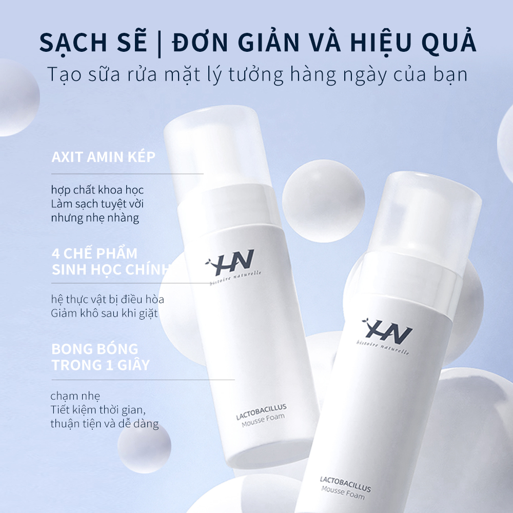 Sữa rửa mặt Lactobacillus HN. Histoire Naturelle Probiotic và Prebiotic Cleanser giúp làm sạch sâu và tăng cường hàng rào bảo vệ da.