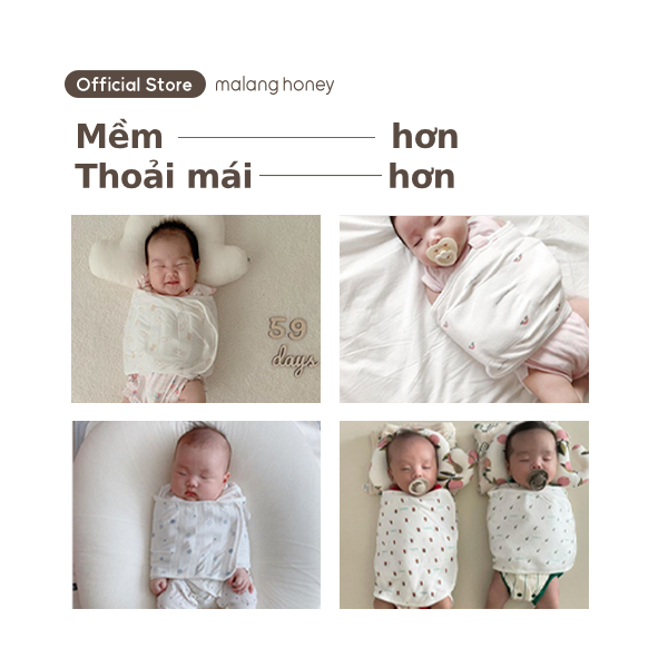 [Malang Honey] Khăn Quấn Bé 100% hữu cơ Hàn Quốc Loại Basic/Suit dành cho bé sơ sinh - Lưới thật (Xuân, Hạ, Thu)