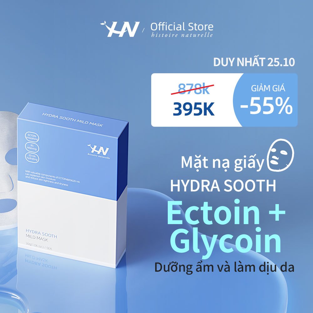 Mặt nạ và dưỡng ẩm chuyên sâu phục hồi cấp nước hợp mọi loại da HN Hydra Sooth Mild Mask 10 cái/gói